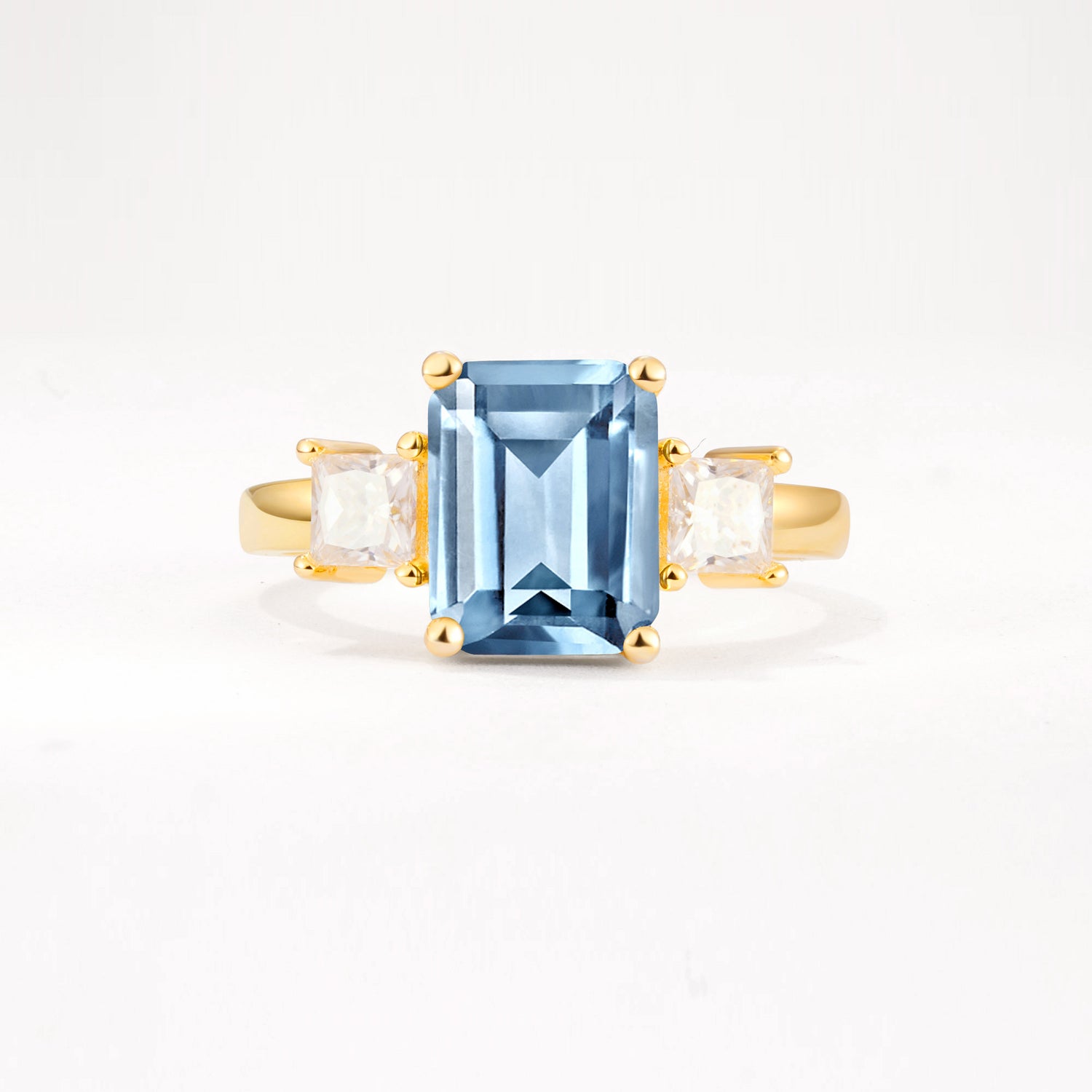 SR12583 Aquamarine Ring - Yellow-Gold