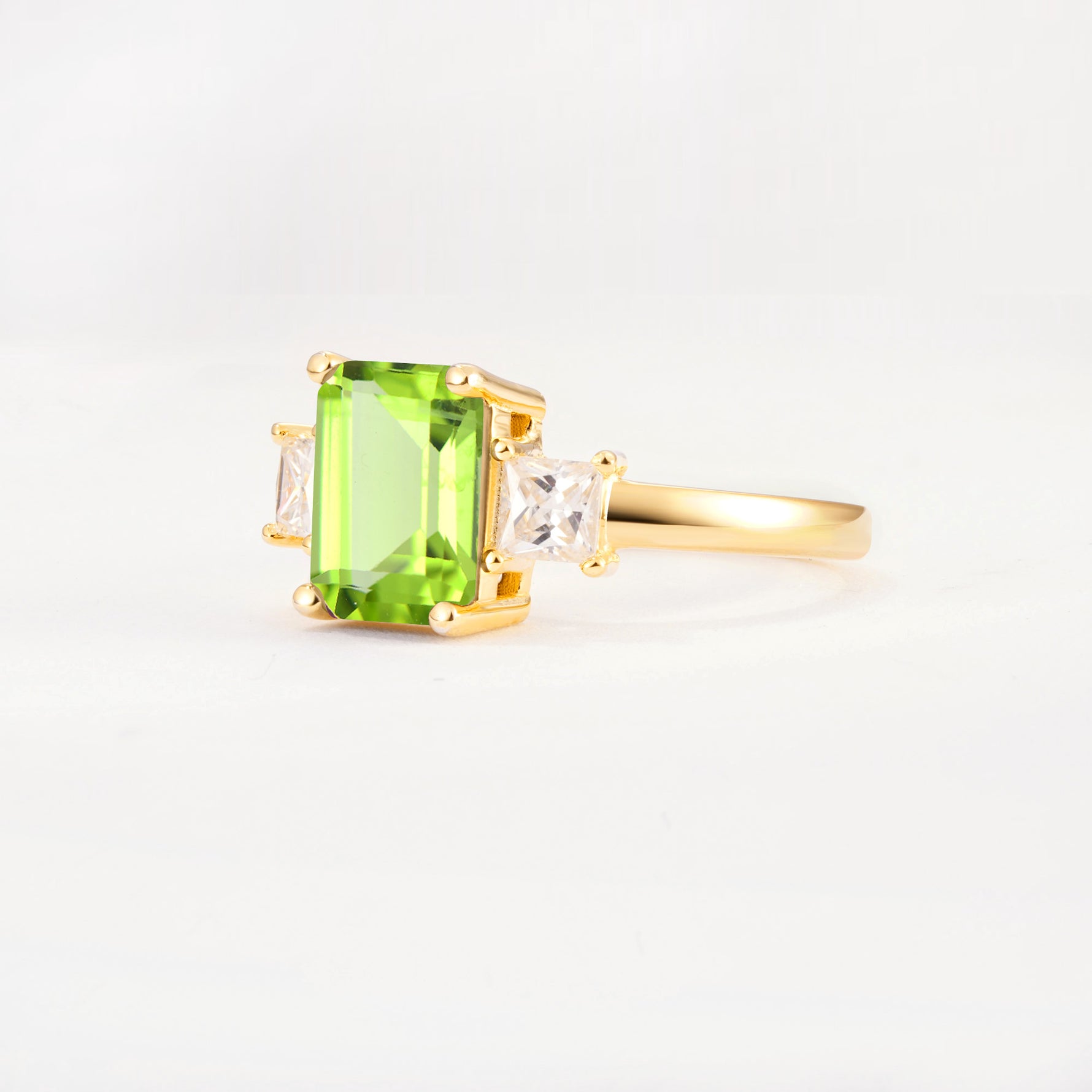 SR12583 Peridot Ring - White-Gold