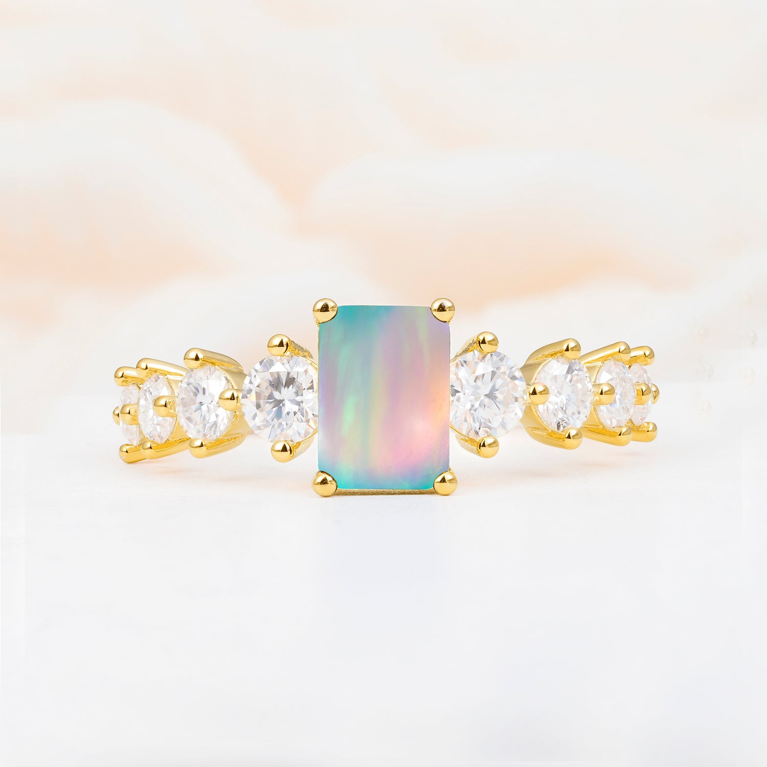 SR12633 Fire Opal Ring - Yellow-Gold