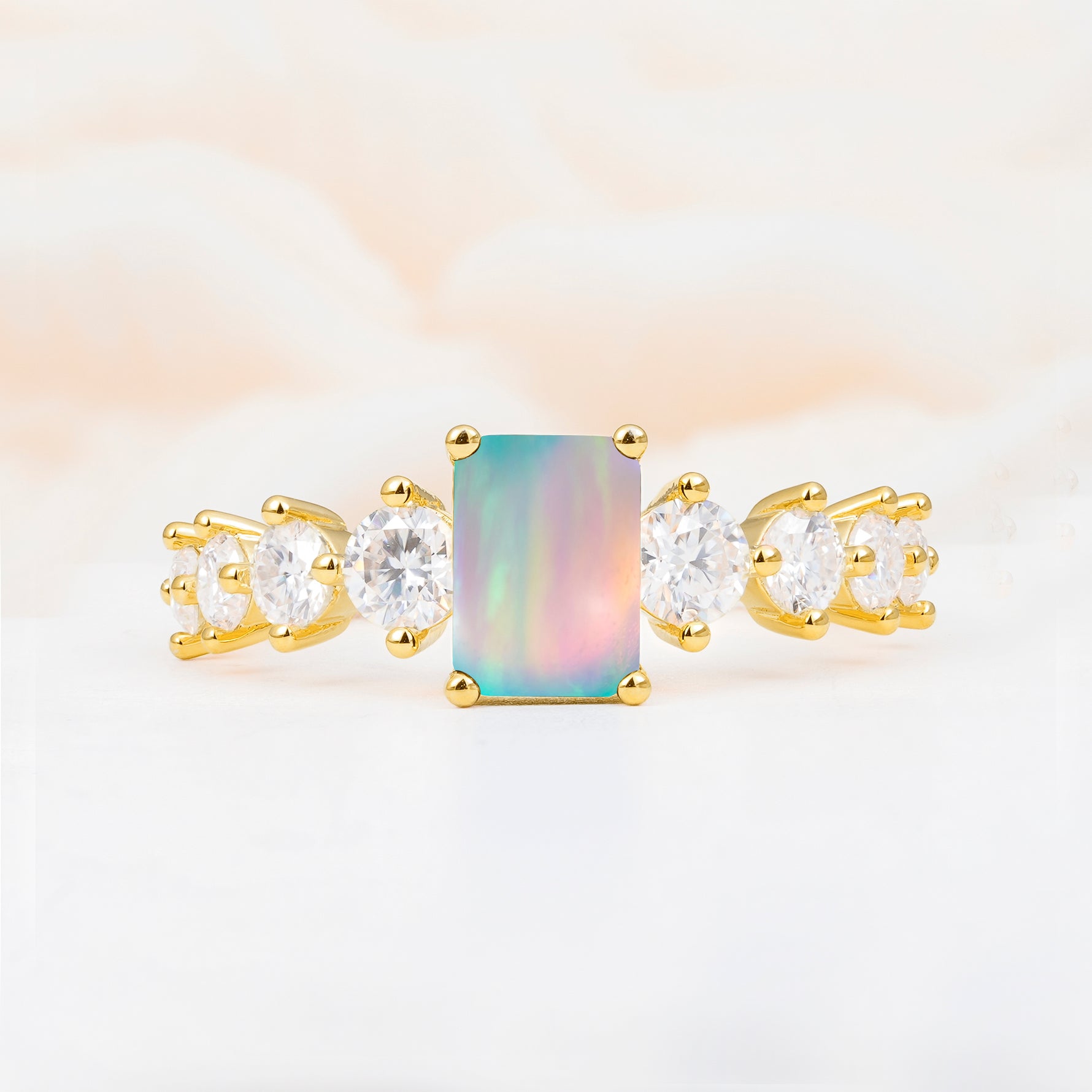 SR12633 Fire Opal Ring - Yellow-Gold
