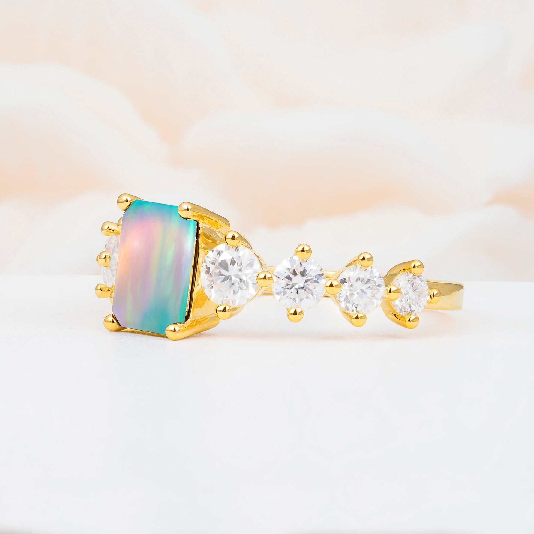 SR12633 Fire Opal Ring - White-Gold