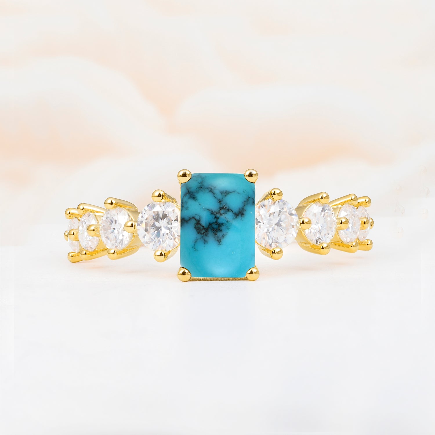 SR12633 Turquoise Ring - Yellow-Gold