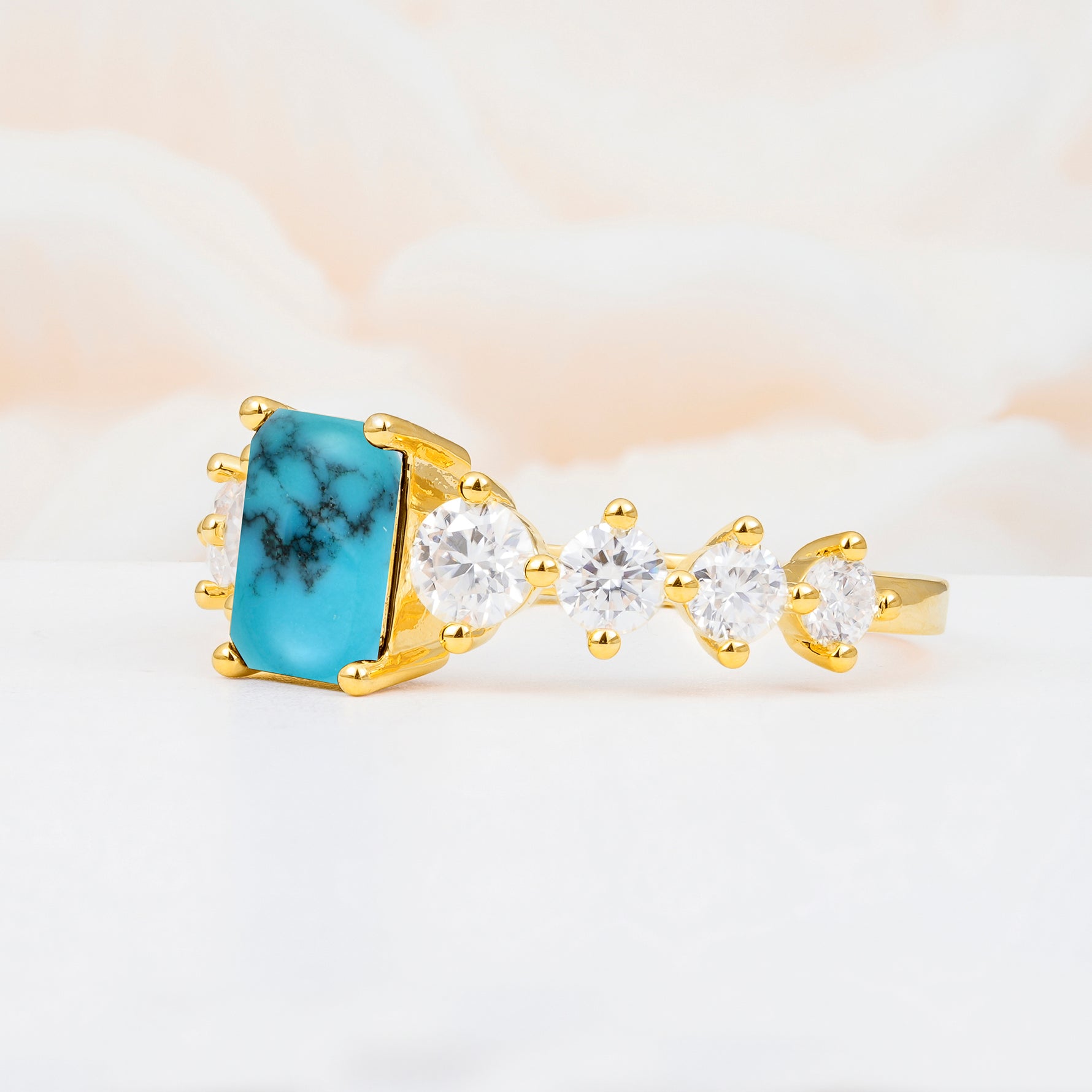 SR12633 Turquoise Ring - White-Gold