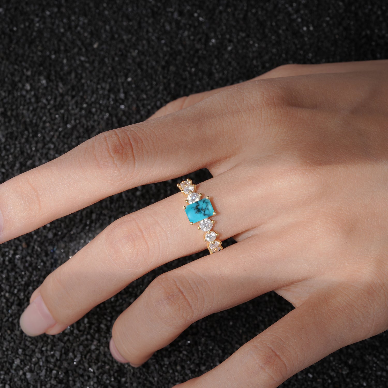 SR12633 Turquoise Ring - Rose-Gold