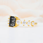 SR12633 Black Rutilated Quartz Ring - White-Gold