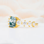 SR12633 Moss Agate Ring - White-Gold