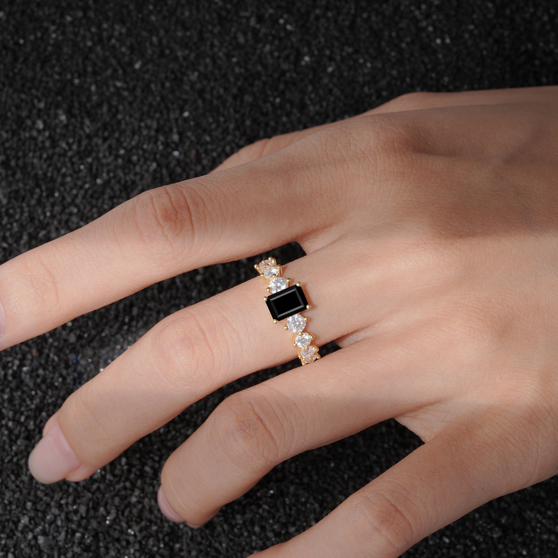 SR12633 Black Onyx Ring - Rose-Gold