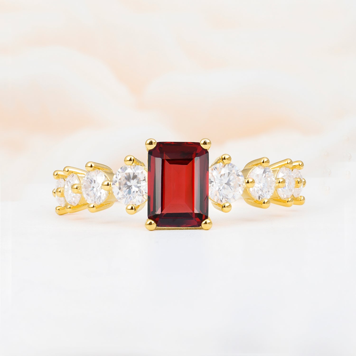 SR12633 Garnet Ring - Yellow-Gold