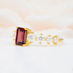 SR12633 Garnet Ring - White-Gold