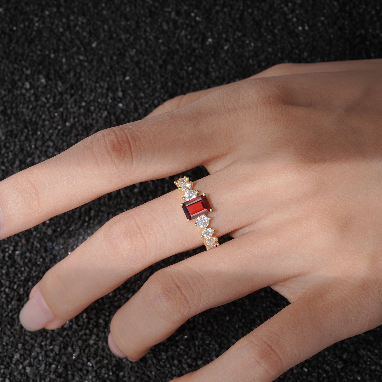 SR12633 Garnet Ring - Rose-Gold