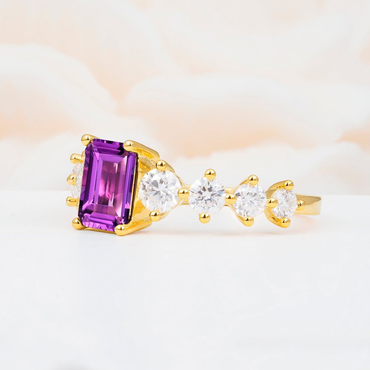 SR12633 Amethyst Ring - White-Gold