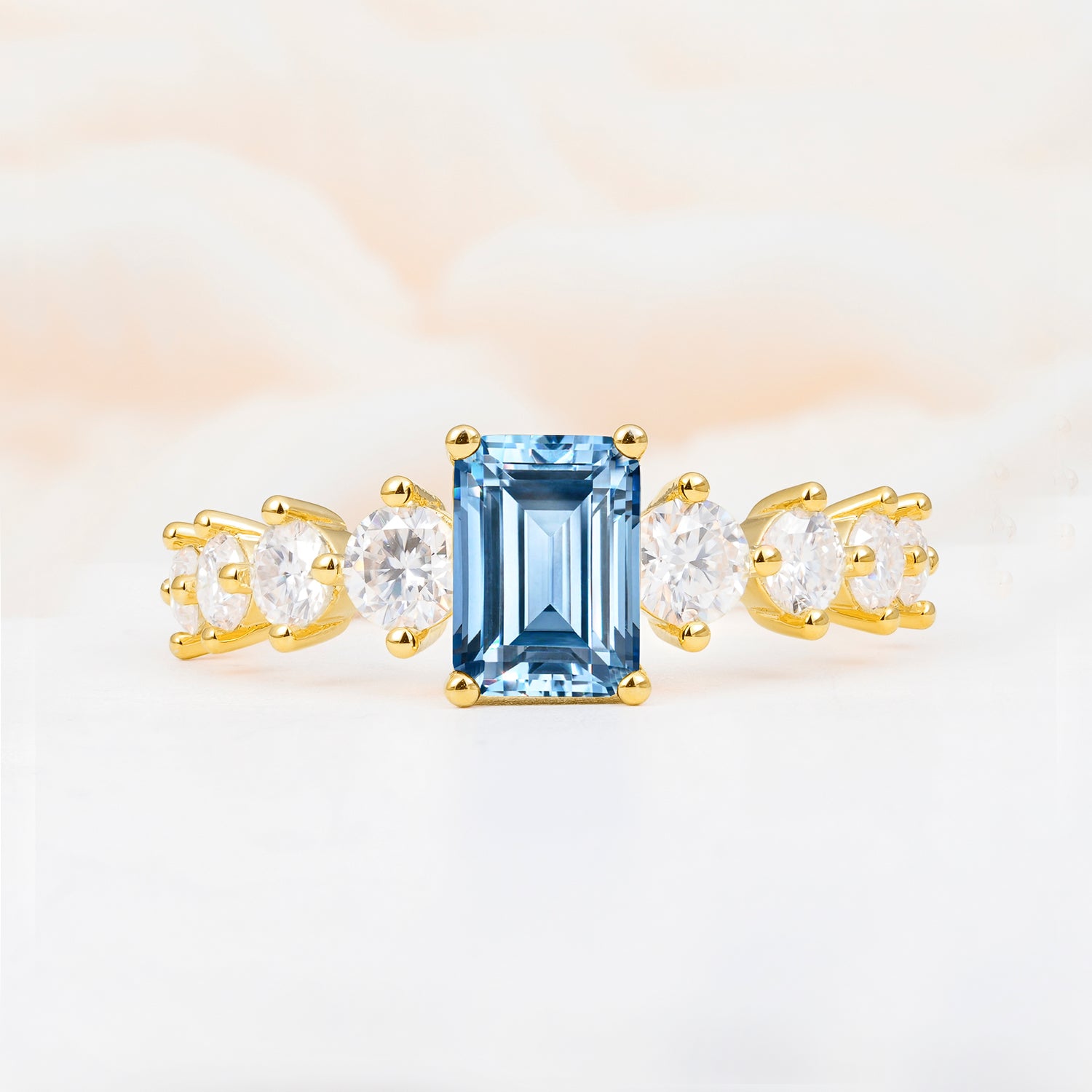 SR12633 Aquamarine Ring - Yellow-Gold