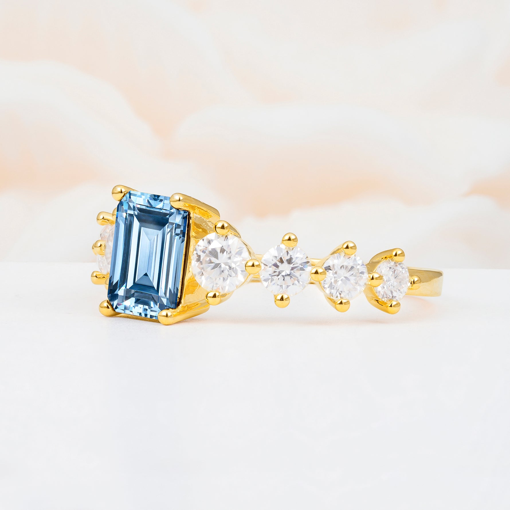 SR12633 Aquamarine Ring - White-Gold