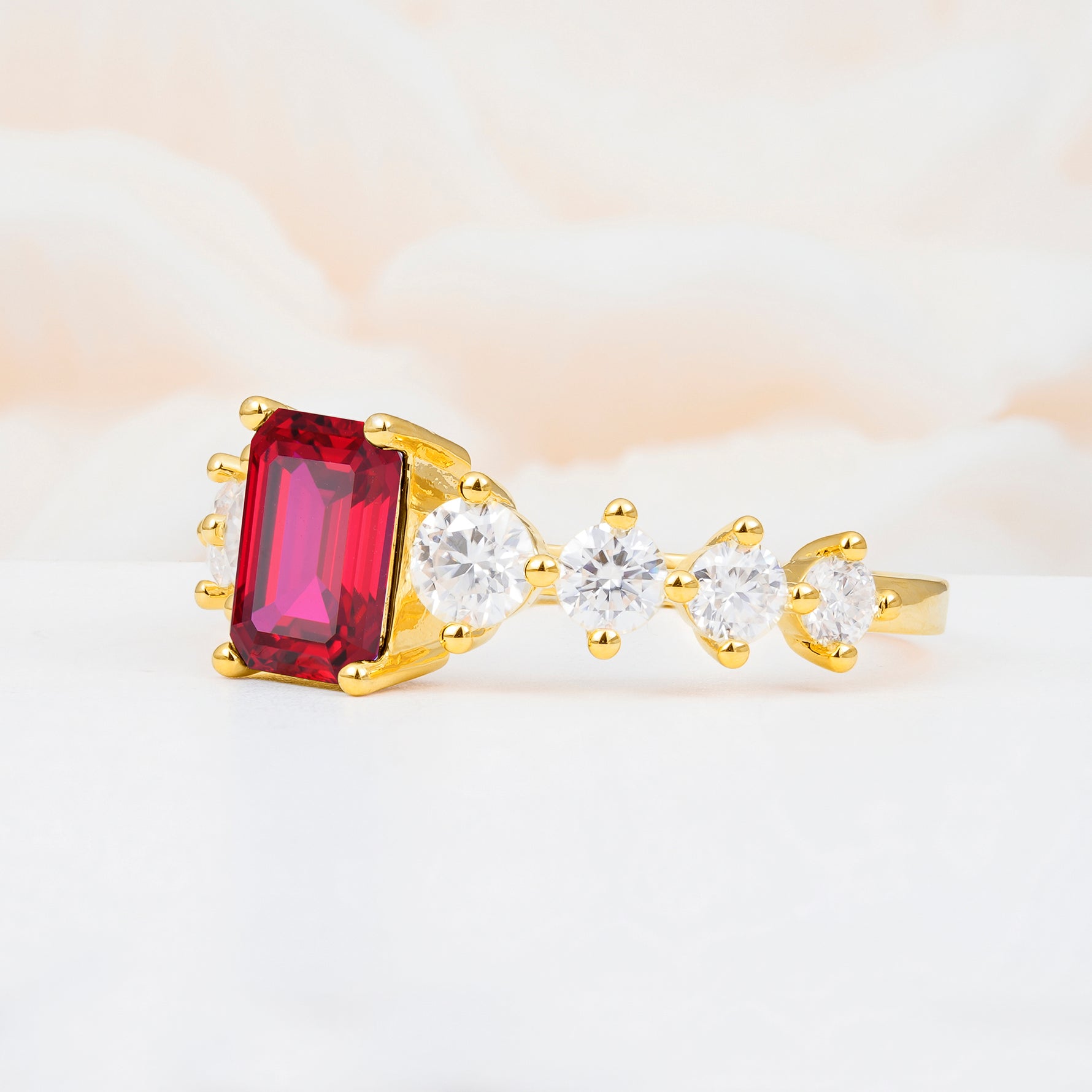 SR12633 Ruby Ring - White-Gold