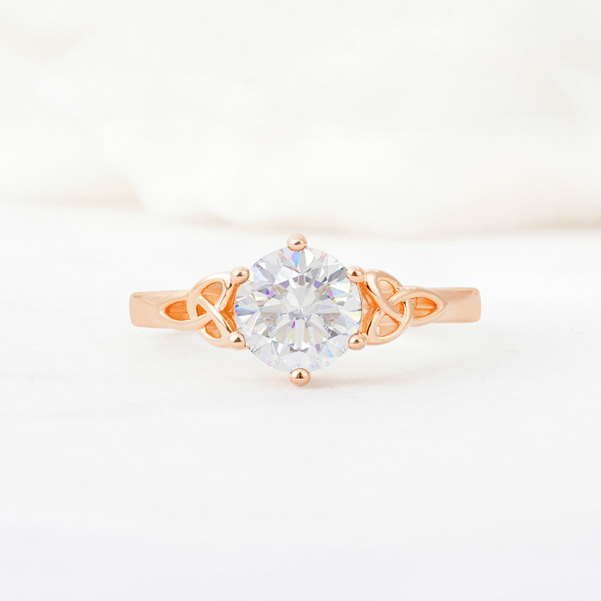 Celtic Knot Round Cut Moissanite Engagement Ring for Her - Additional view