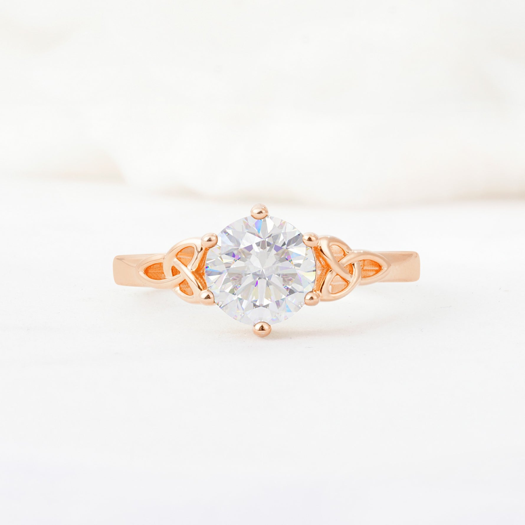 Celtic Knot Round Cut Moissanite Engagement Ring for Her - Additional view