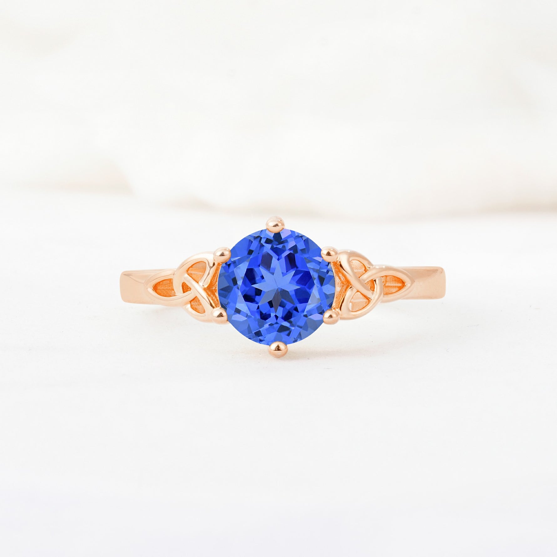 Celtic Knot Round Cut Sapphire Engagement Ring for Her - Additional view