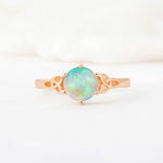 Celtic Knot Round Cut Fire Opal Engagement Ring for Her - Additional view
