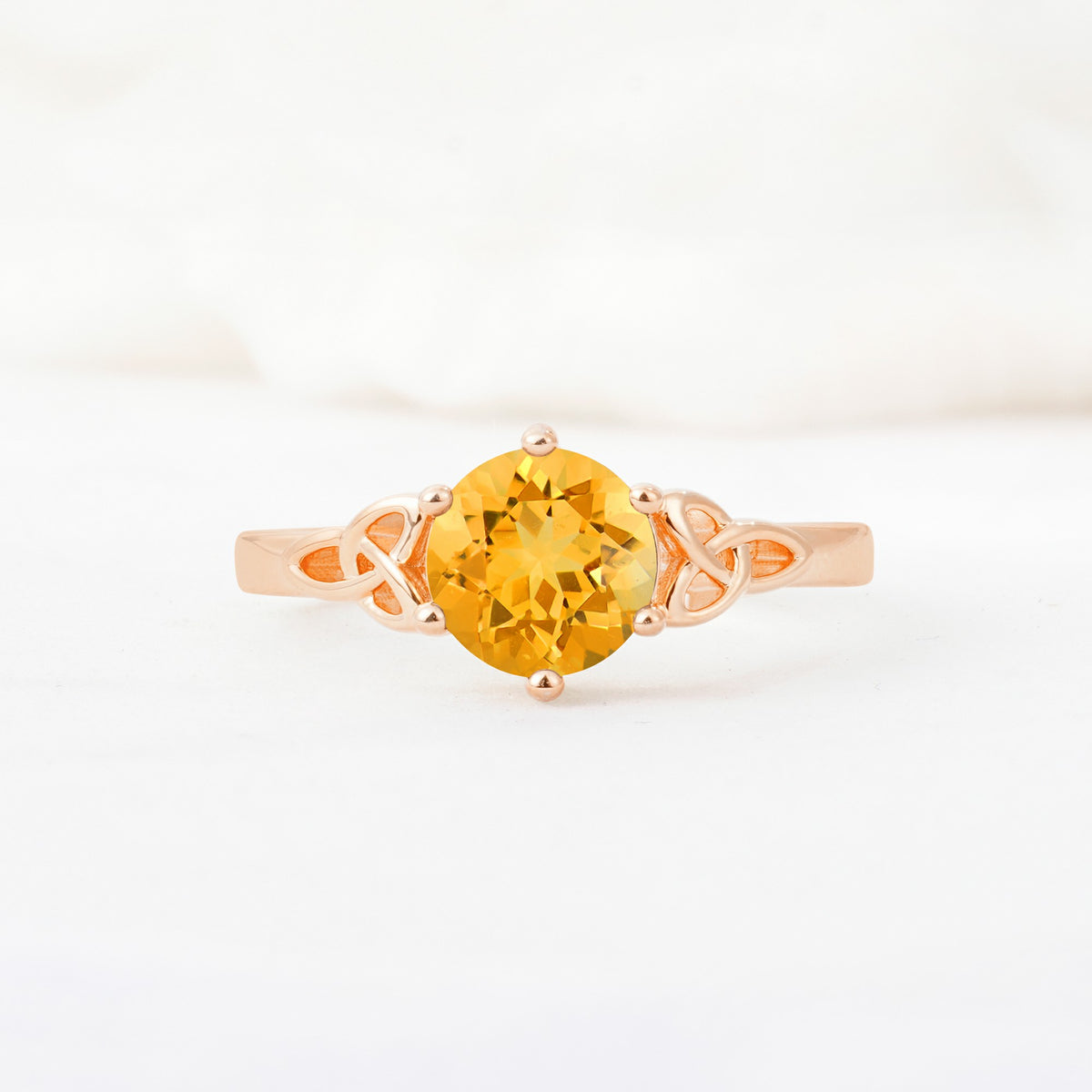 Celtic Knot Round Cut Citrine Engagement Ring for Her - Additional view