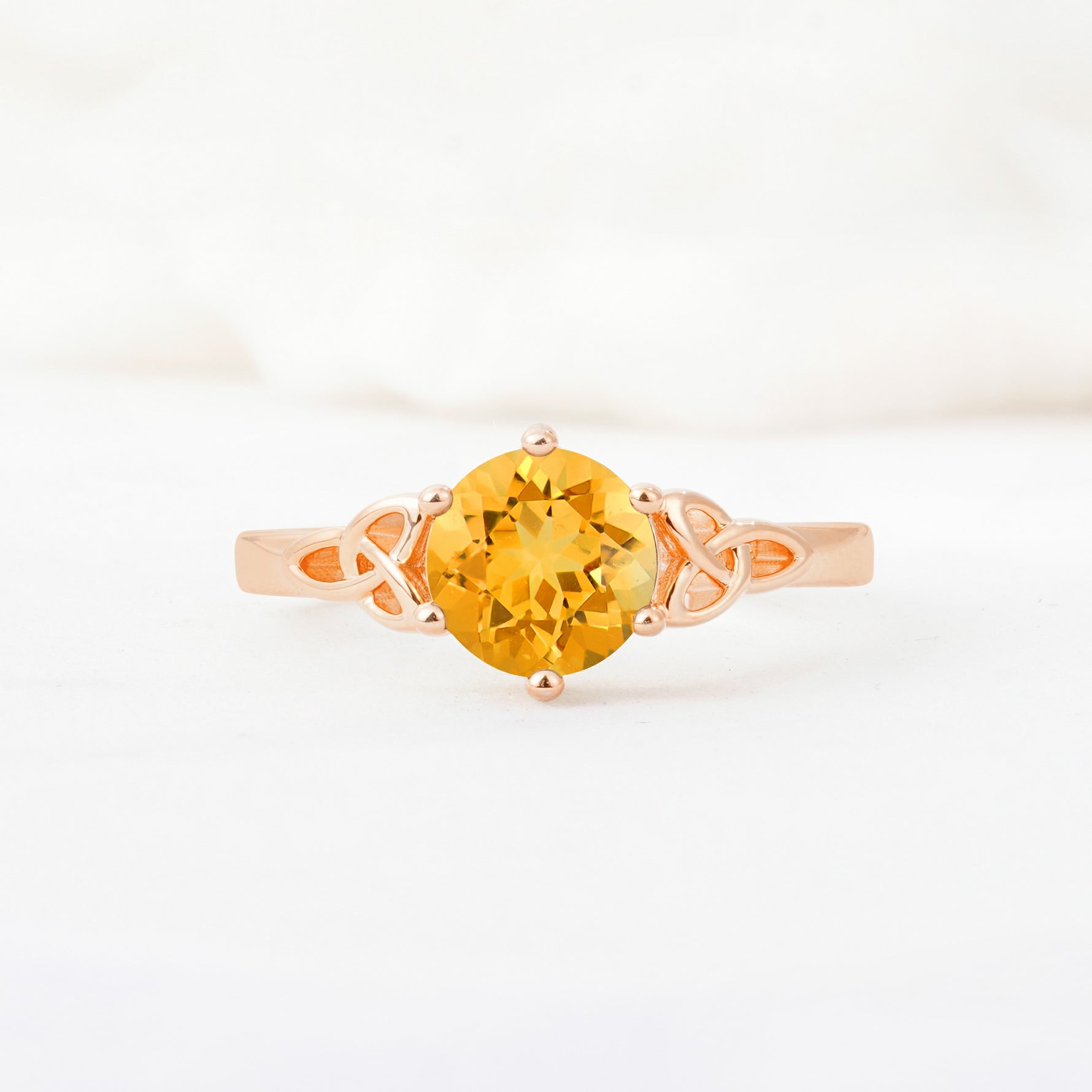 Celtic Knot Round Cut Citrine Engagement Ring for Her - Additional view