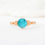 Celtic Knot Round Cut Turquoise Engagement Ring for Her - Additional view