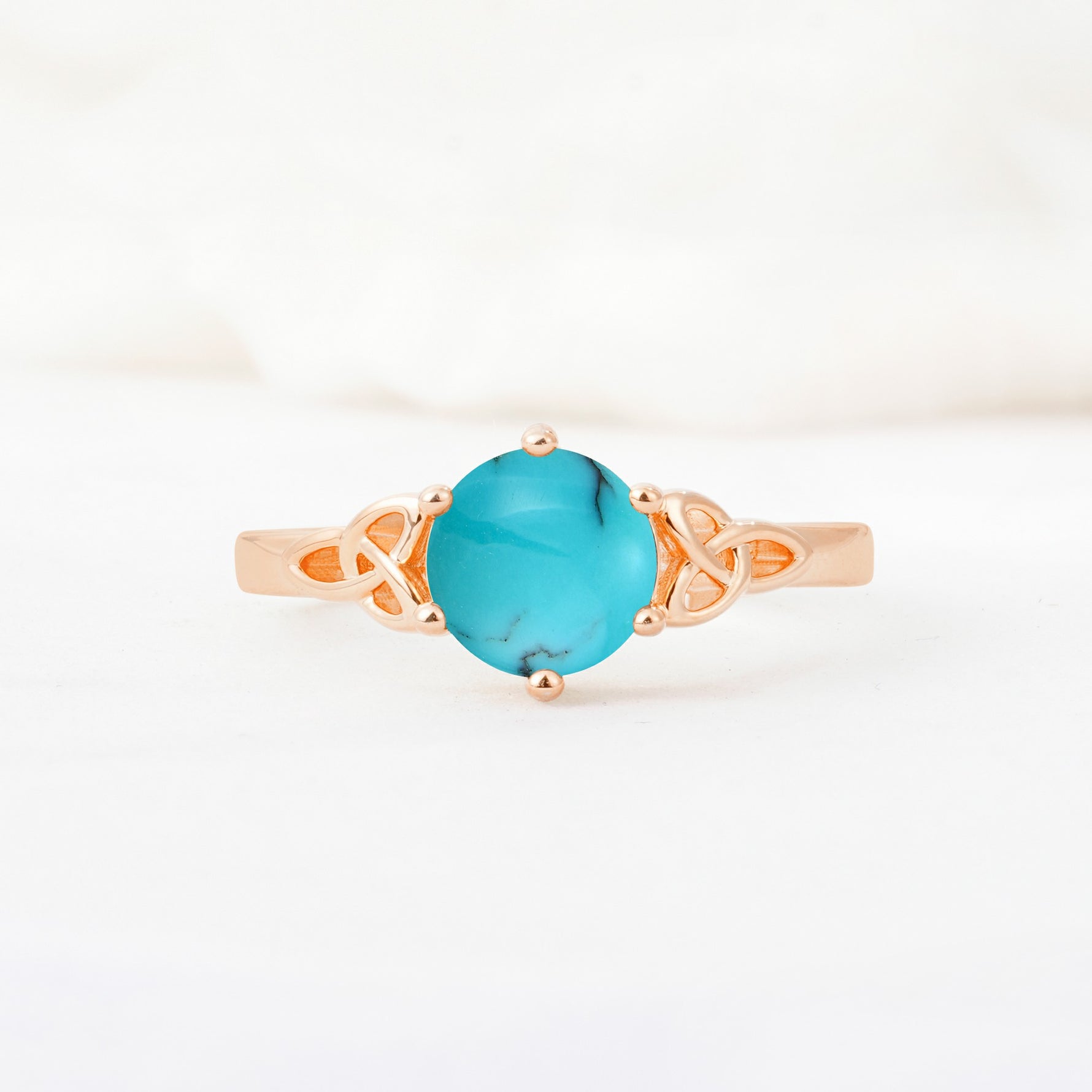Celtic Knot Round Cut Turquoise Engagement Ring for Her - Additional view