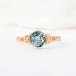 Celtic Knot Round Cut Moss Agate Engagement Ring for Her - Additional view