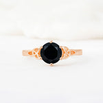 Celtic Knot Round Cut Black Onyx Engagement Ring for Her - Additional view
