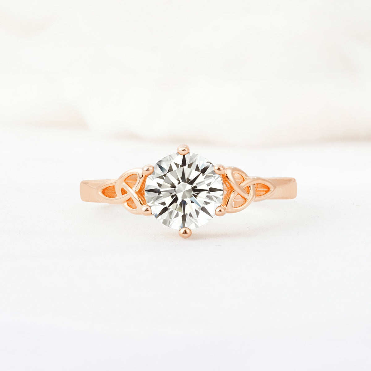 Celtic Knot Round Cut Lab Diamond Engagement Ring for Her - Additional view