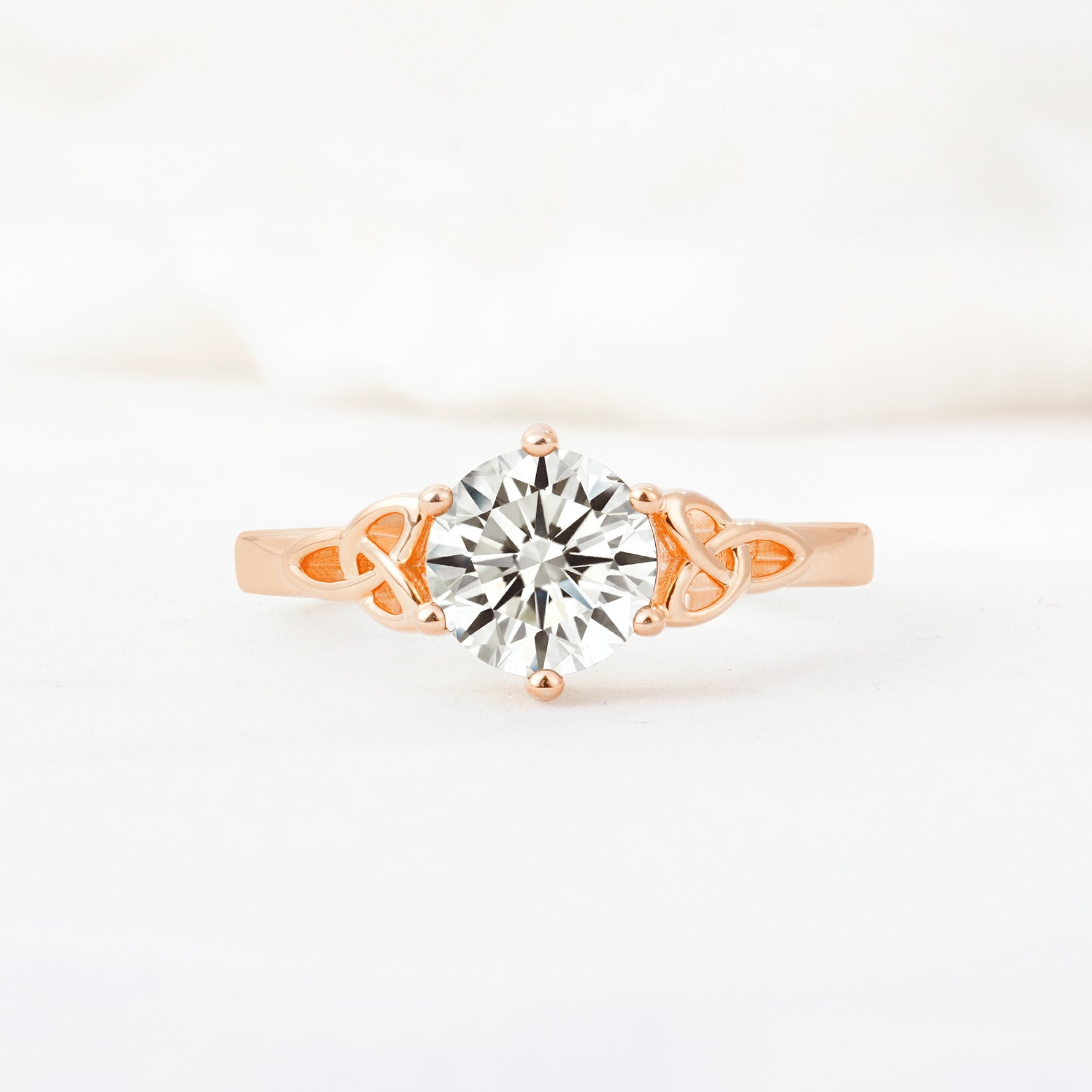 Celtic Knot Round Cut Lab Diamond Engagement Ring for Her - Additional view