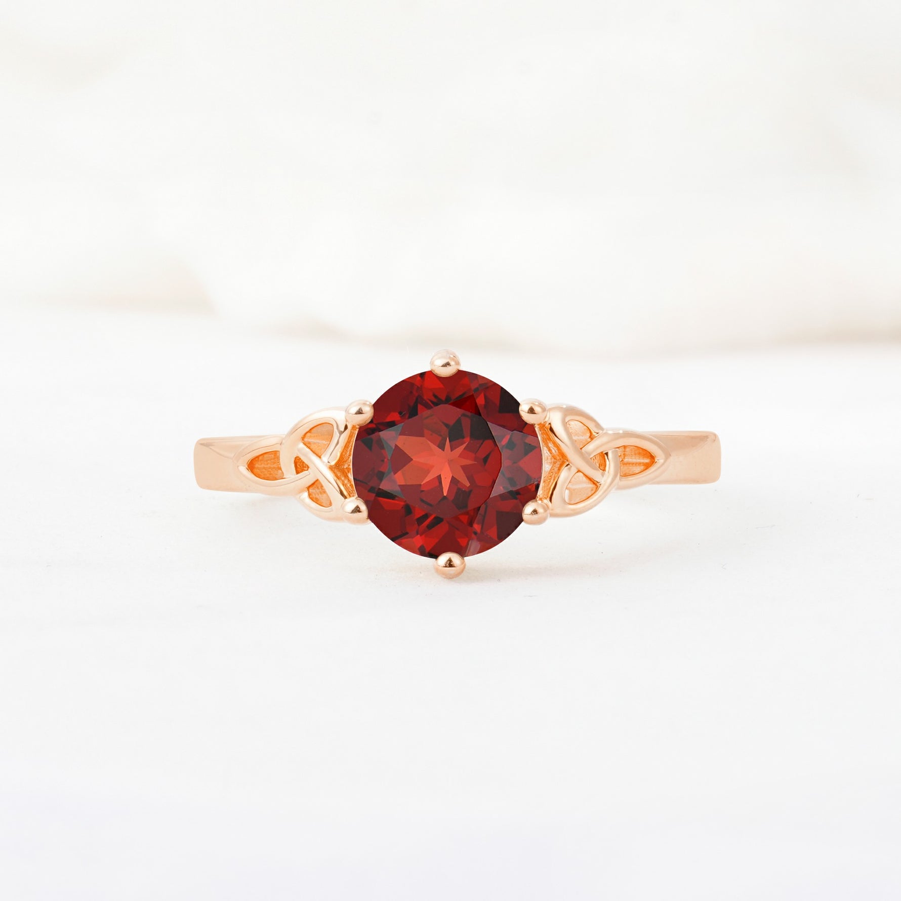 Celtic Knot Round Cut Garnet Engagement Ring for Her - Additional view