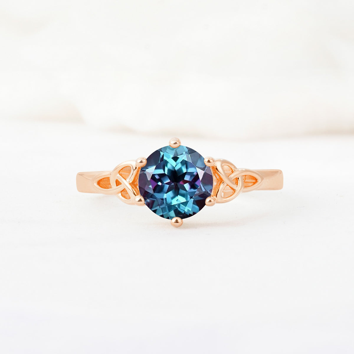 Celtic Knot Round Cut Alexandrite Engagement Ring for Her - Additional view