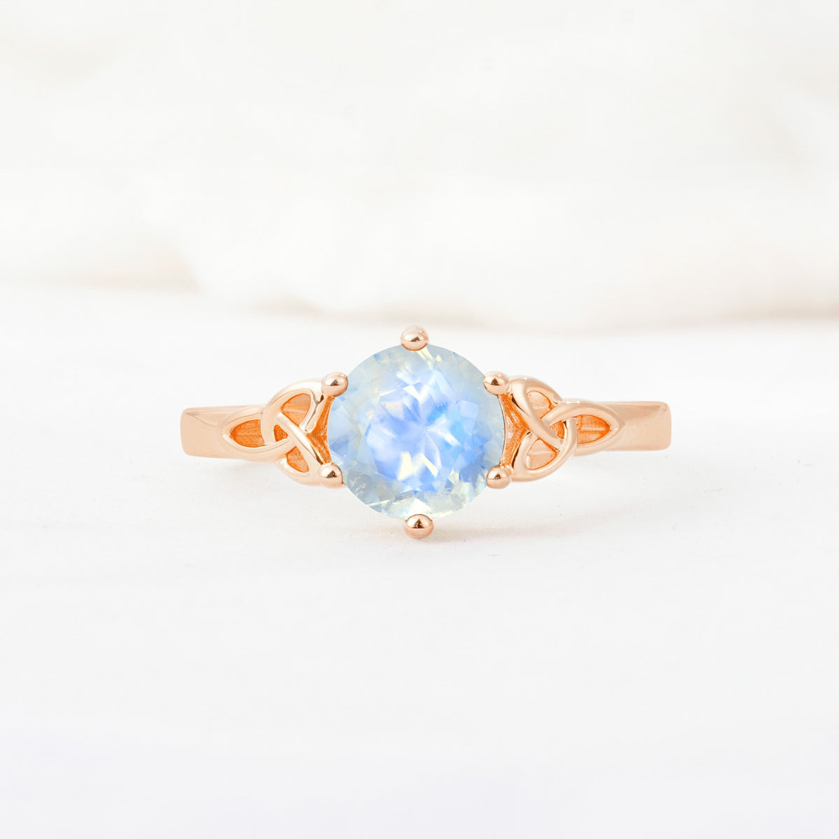 Celtic Knot Round Cut Moonstone Engagement Ring for Her - Additional view