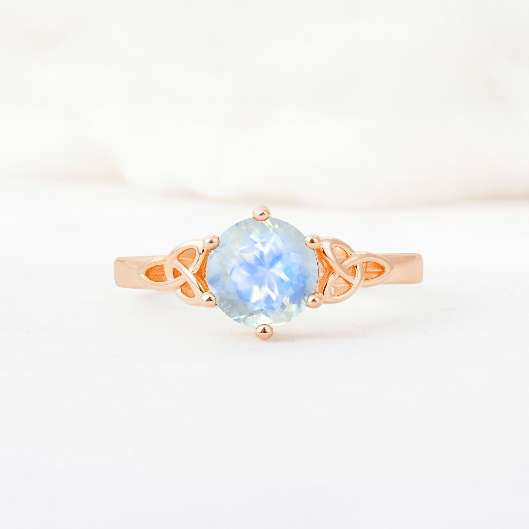 Celtic Knot Round Cut Moonstone Engagement Ring for Her - Additional view
