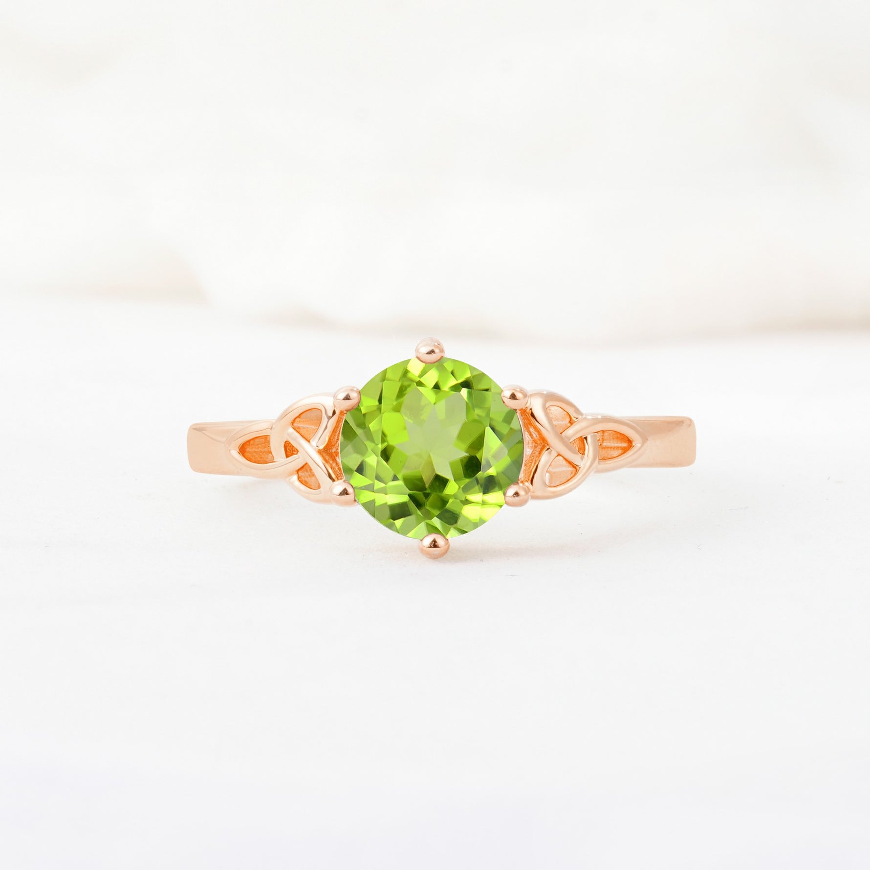 Celtic Knot Round Cut Peridot Engagement Ring for Her - Additional view