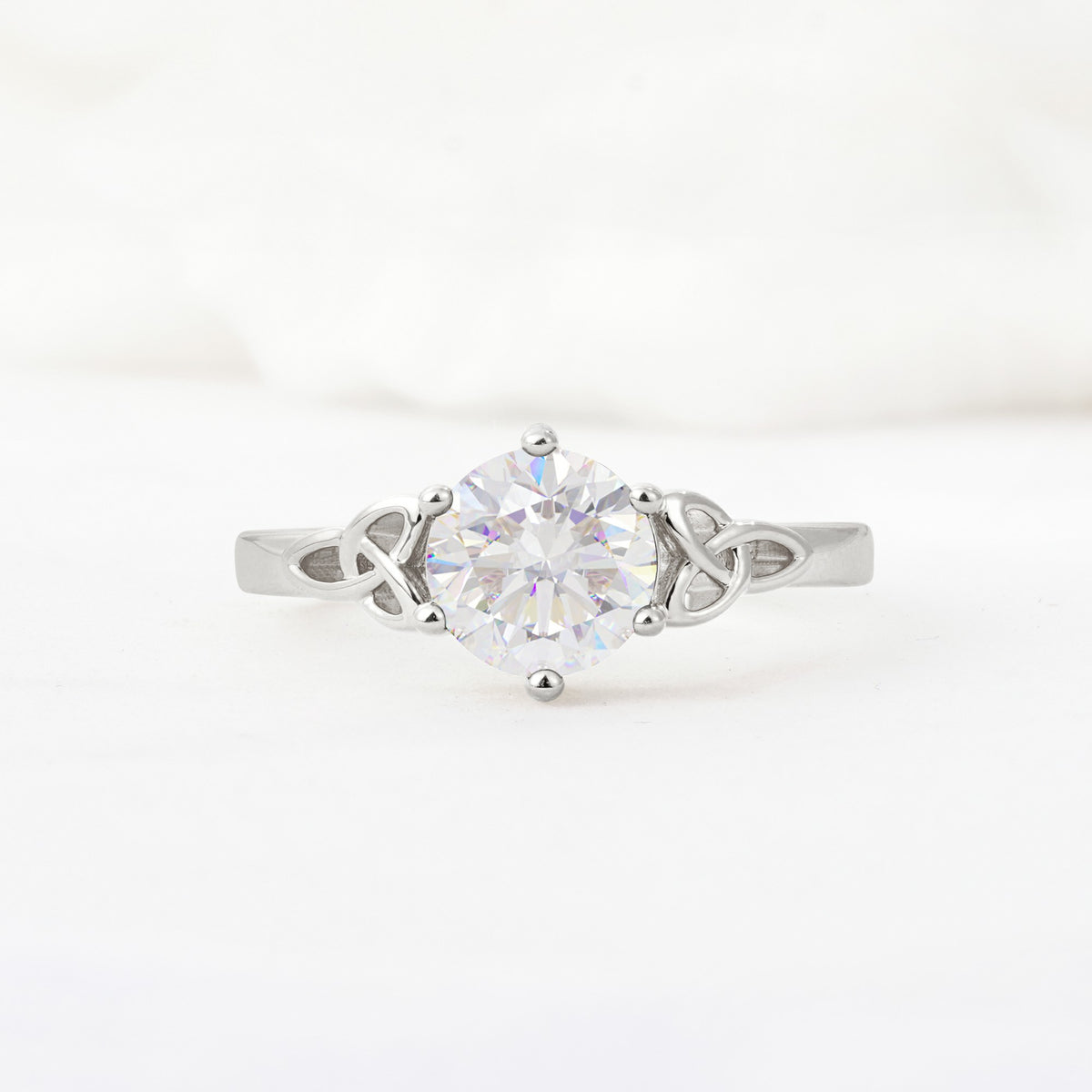 Celtic Knot Round Cut Moissanite Engagement Ring for Her - Additional view
