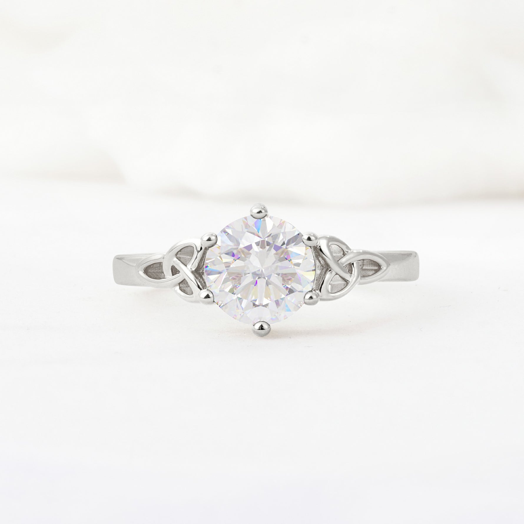 Celtic Knot Round Cut Moissanite Engagement Ring for Her - Additional view