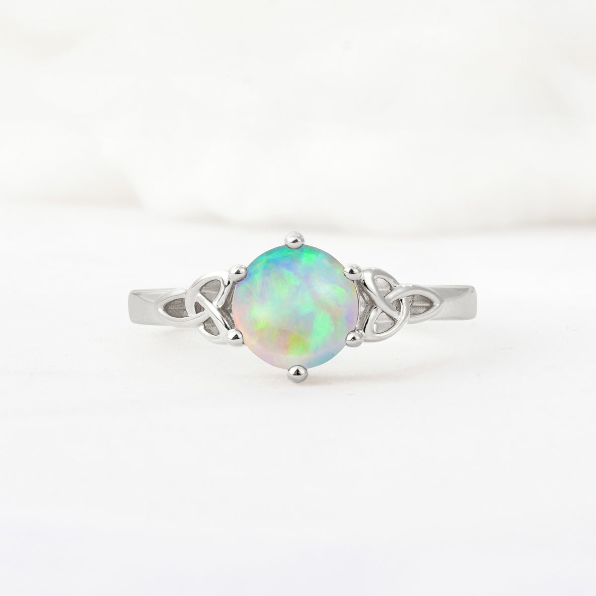 Celtic Knot Round Cut Fire Opal Engagement Ring for Her - Additional view