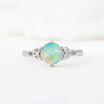 Celtic Knot Round Cut Fire Opal Engagement Ring for Her - Additional view