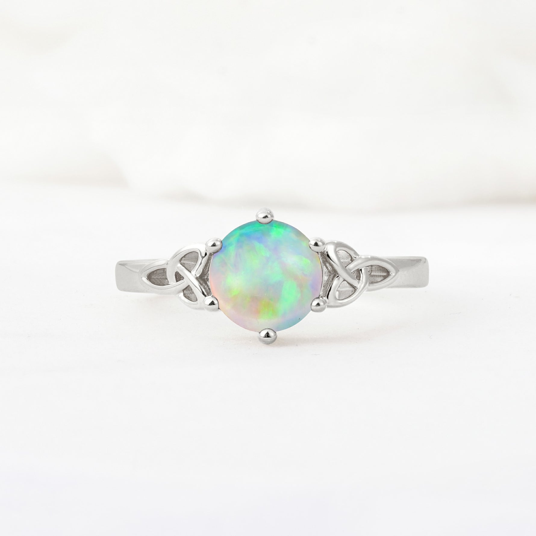 Celtic Knot Round Cut Fire Opal Engagement Ring for Her - Additional view