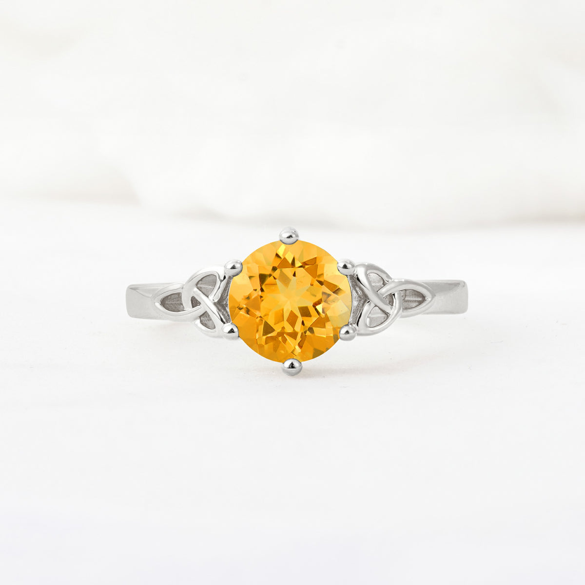 Celtic Knot Round Cut Citrine Engagement Ring for Her - Additional view