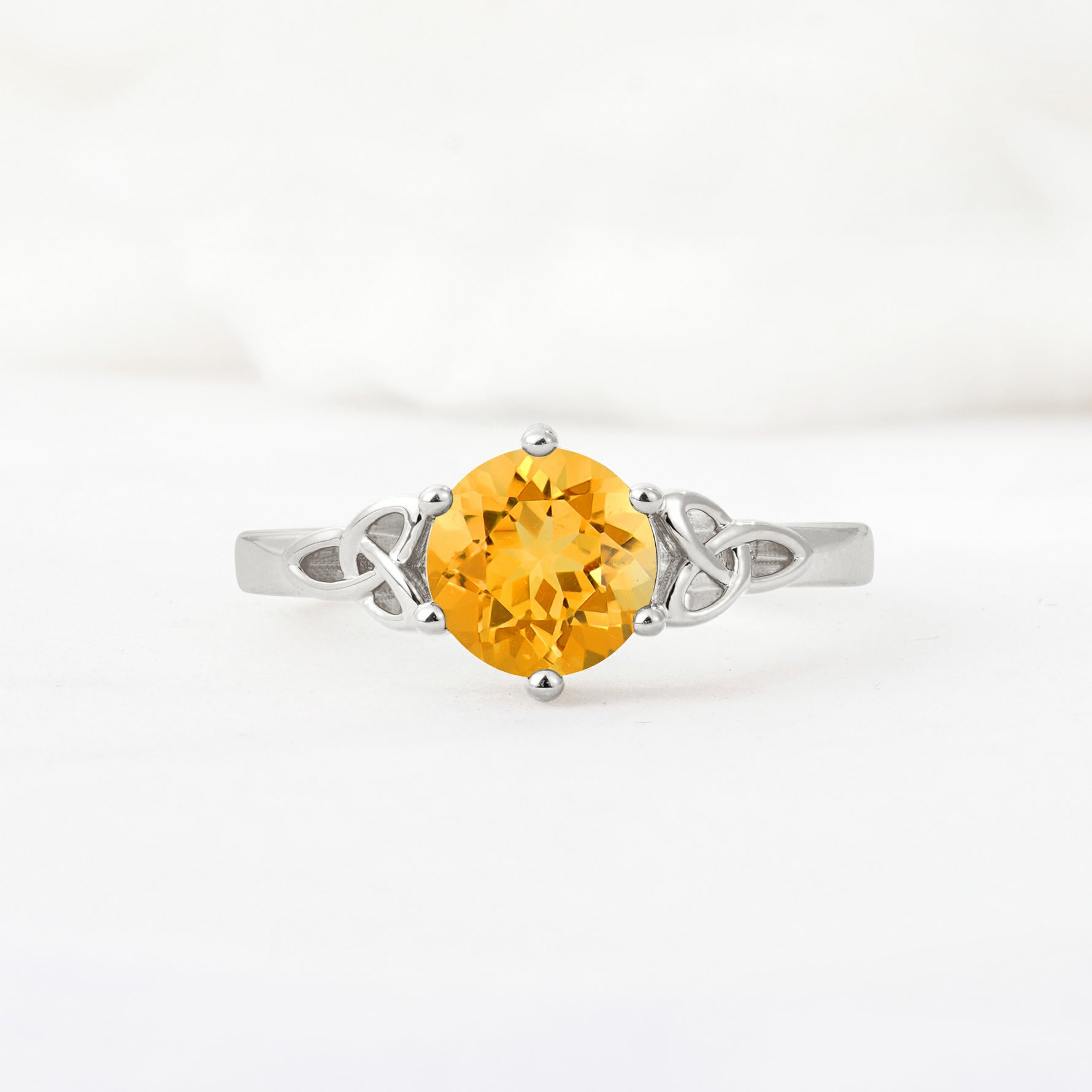 Celtic Knot Round Cut Citrine Engagement Ring for Her - Additional view