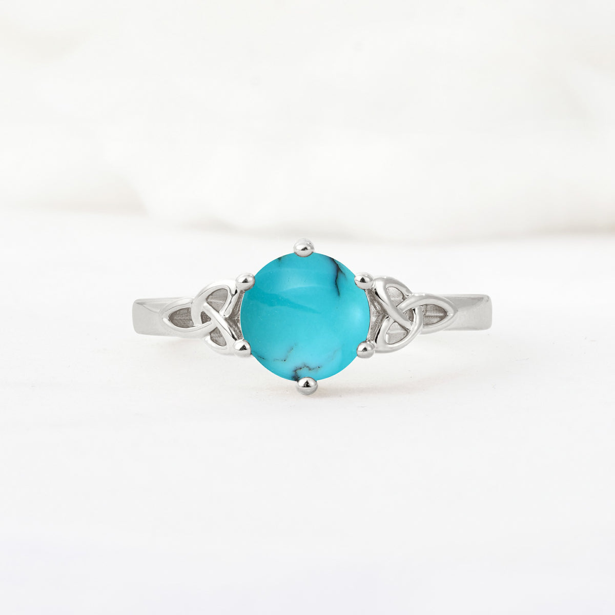 Celtic Knot Round Cut Turquoise Engagement Ring for Her - Additional view