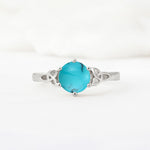 Celtic Knot Round Cut Turquoise Engagement Ring for Her - Additional view