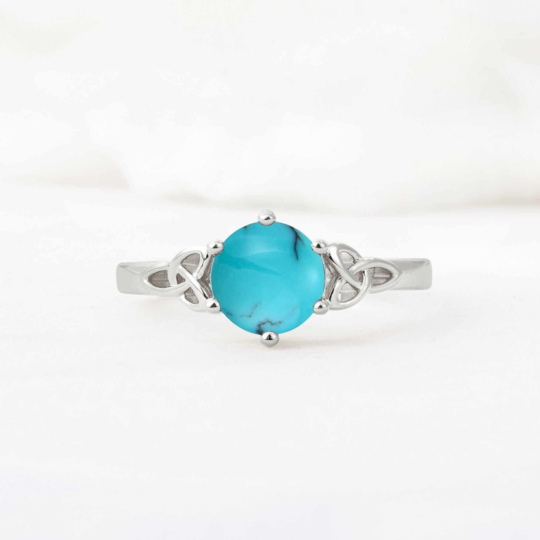 Celtic Knot Round Cut Turquoise Engagement Ring for Her - Additional view