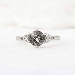 Celtic Knot Round Cut Black Rutilated Quartz Engagement Ring for Her - Additional view