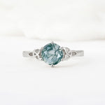 Celtic Knot Round Cut Moss Agate Engagement Ring for Her - Additional view