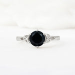 Celtic Knot Round Cut Black Onyx Engagement Ring for Her - Additional view