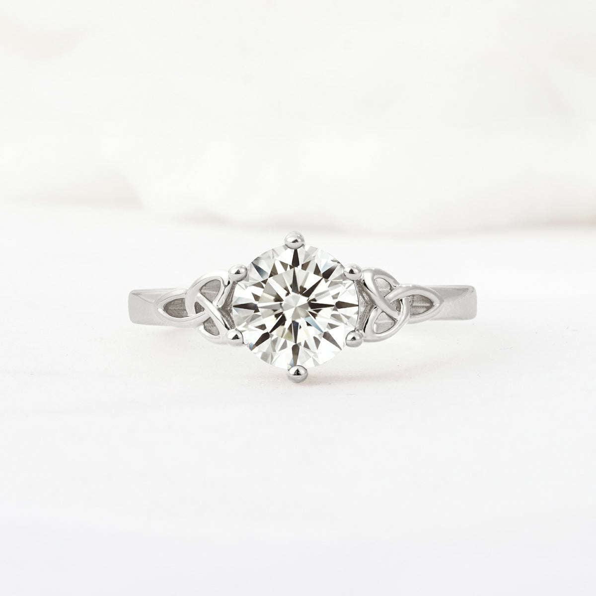 Celtic Knot Round Cut Lab Diamond Engagement Ring for Her - Additional view