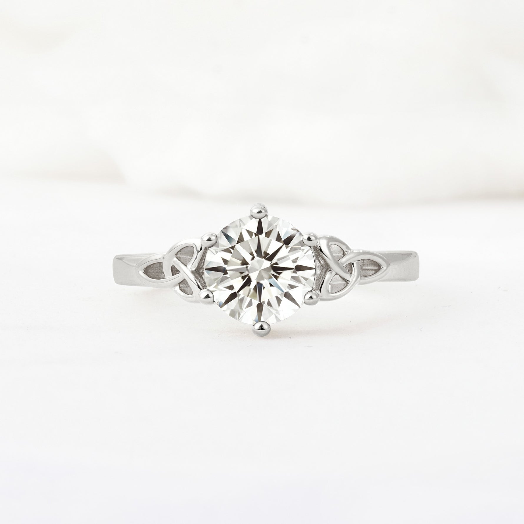 Celtic Knot Round Cut Lab Diamond Engagement Ring for Her - Additional view